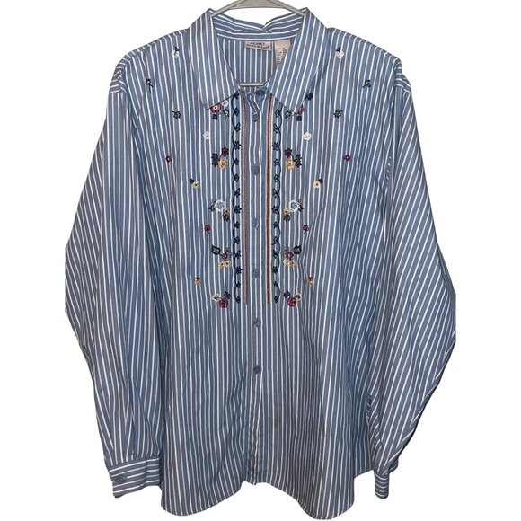 Vintage Koret City Blues Embroidered Button-Up Shirt - XL - Western Floral Strip - Picture 1 of 10